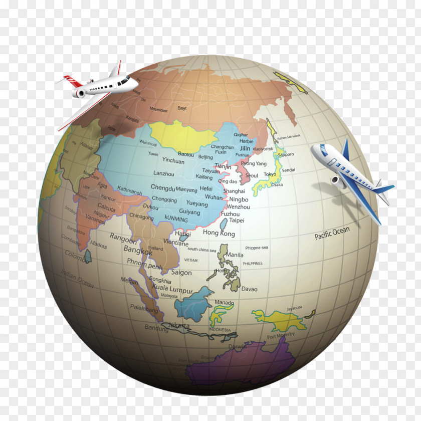 Free To Pull The Material Plane Globe Airplane Respina Airline PNG
