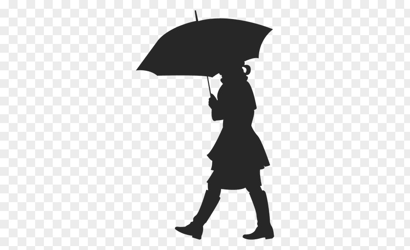 Silhouette Woman Umbrella PNG