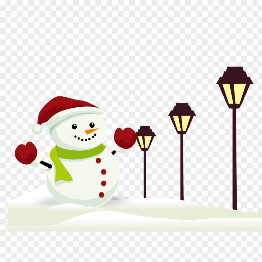 Snowman And Street Light Clip Art PNG