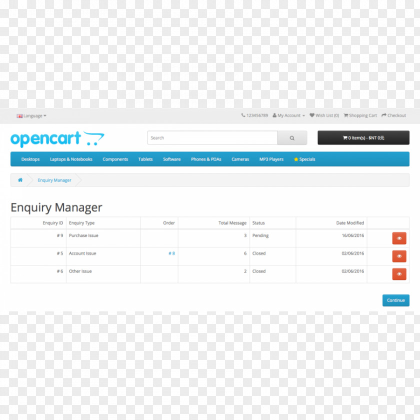 Enquiry Web Page Vendor OpenCart Delivery PNG