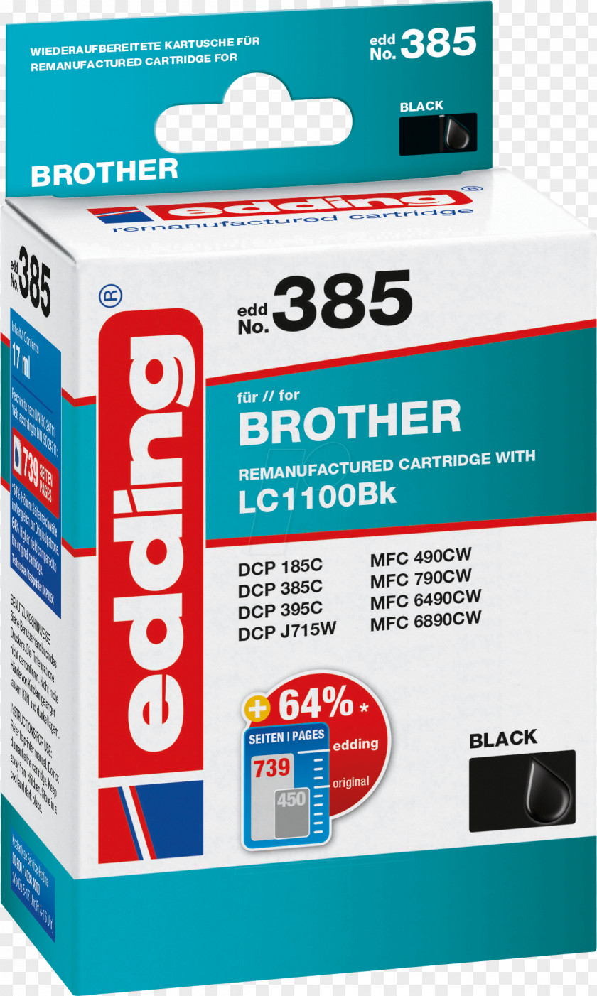 Printer Ink Cartridge Inkjet Printing Brother Industries LC-1100 BK Black Hardware/Electronic PNG