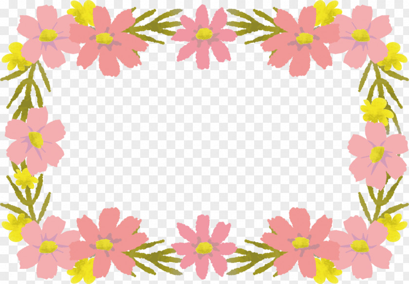 Pink Flower Border Frame Floral Design PNG