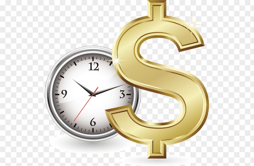 Time And Money Alarm Clock Hourglass United States Dollar PNG