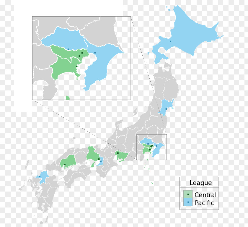 Japan Nippon Professional Baseball Blank Map PNG