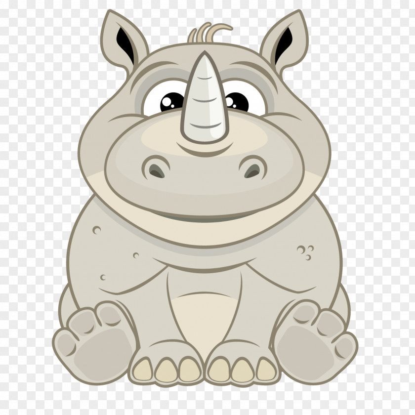 Cartoon Rhino Rhinoceros Illustration PNG
