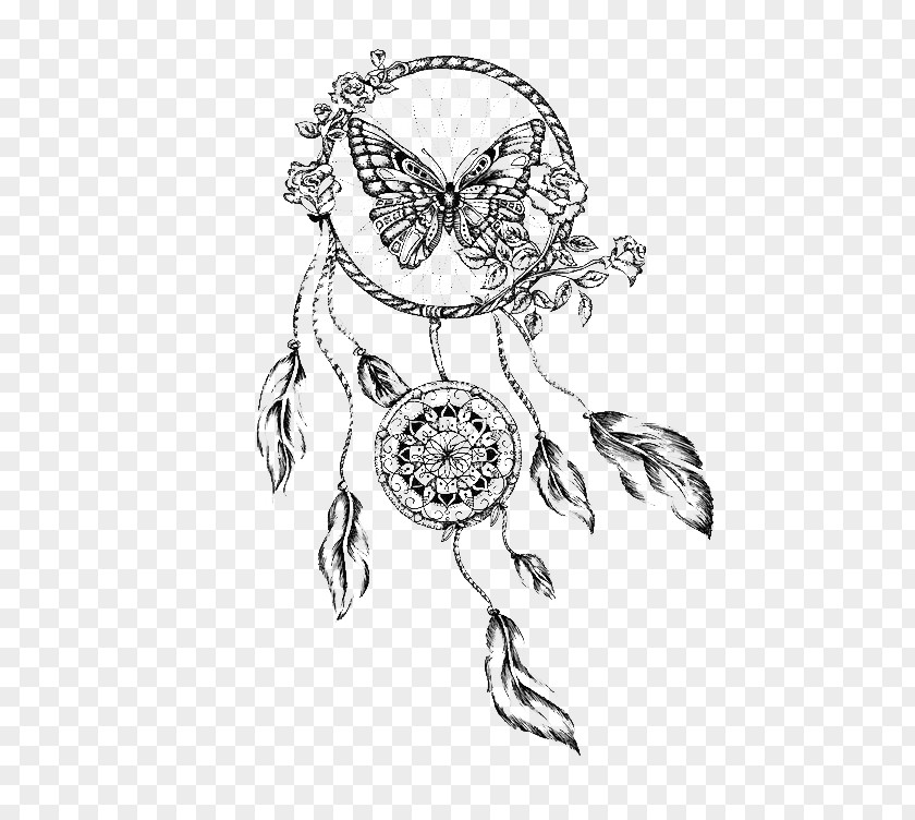Dreamcatcher Drawing Butterfly Tattoo PNG