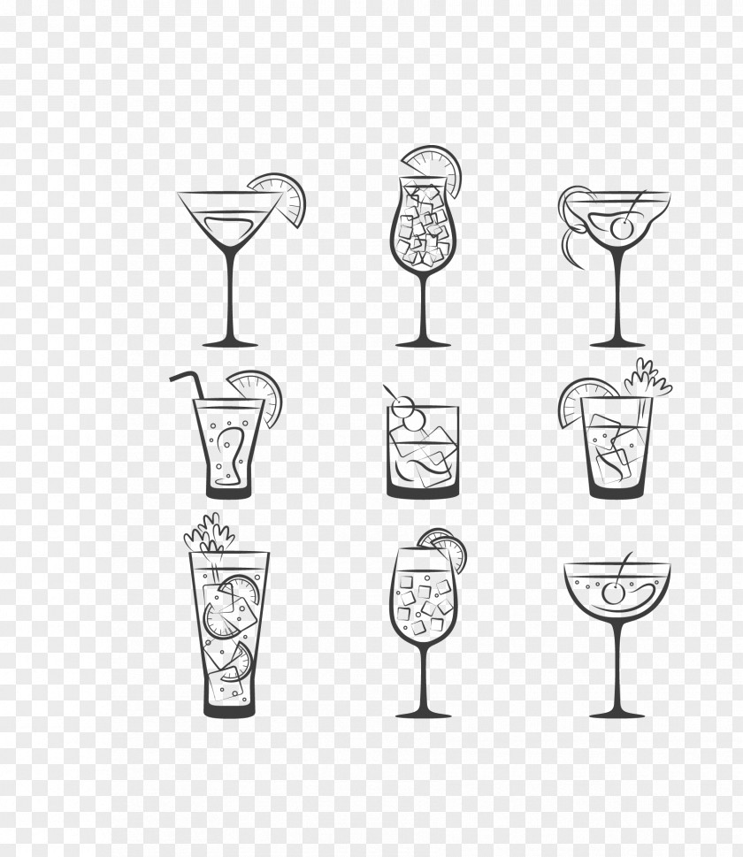 Vector Black Line Drinks Wine Glass Drink Download PNG