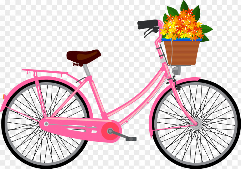 Vector Pink Bicycle Pattern Racing Cycling Step-through Frame Clip Art PNG