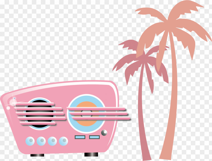 Vector Pink Radio Antique Retro Style PNG