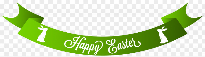 Green Happy Easter Banner Clip Art Image Bunny Red Egg PNG