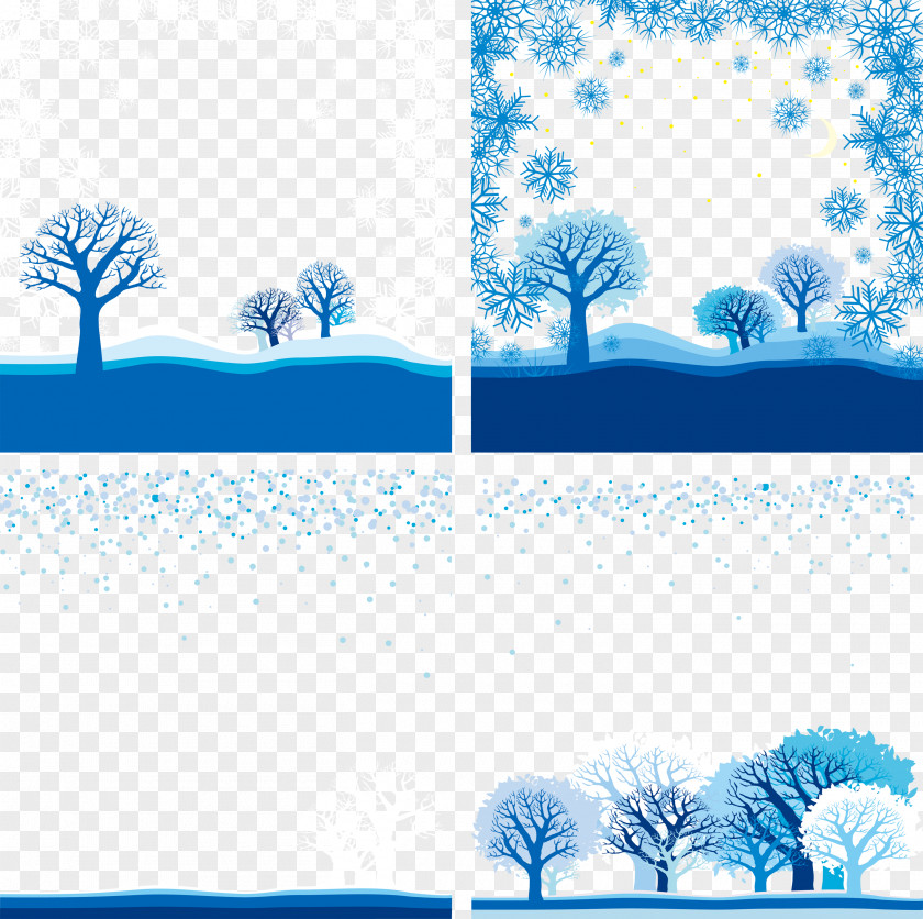 Snowflake Card Decorative Trees Snow Winter Illustration PNG