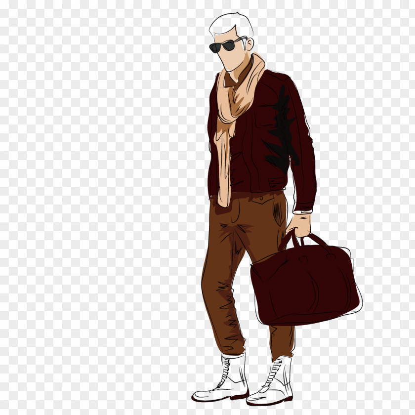 Bag Man Fashion Model Male Sketch PNG