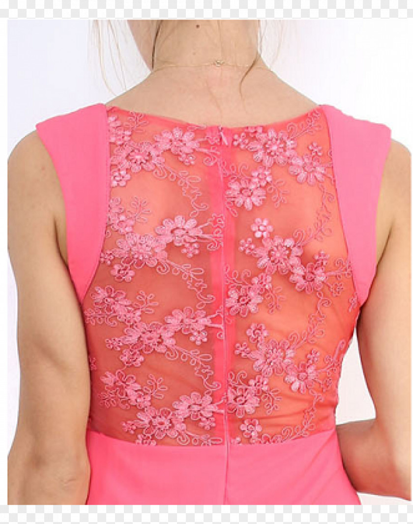 Coral Information Dress Shoulder Blouse Sleeve Pink M PNG