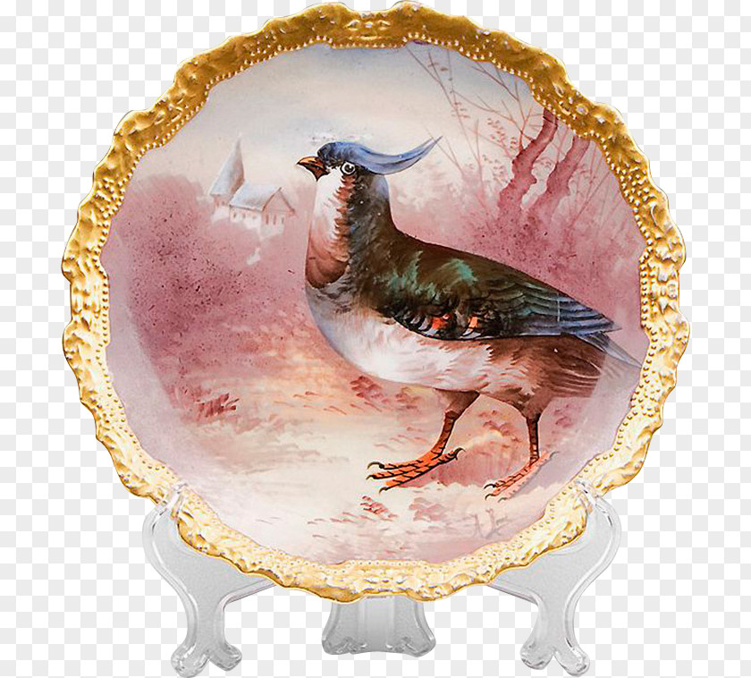 Hand-painted Birds Limoges Plate China Painting Bird Bone PNG