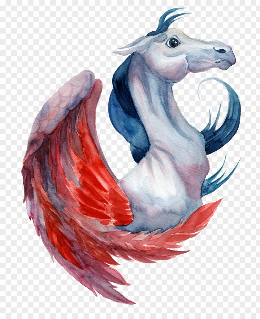 Watercolor Illustration Unicorn Library Painting PNG