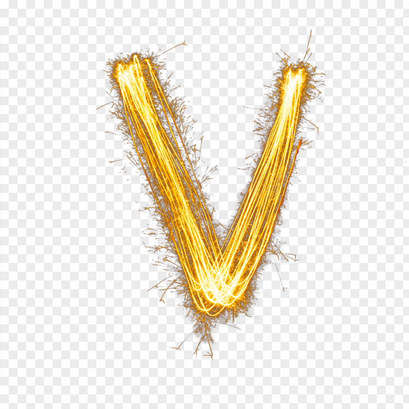 Fire Letter V Gold Icon PNG