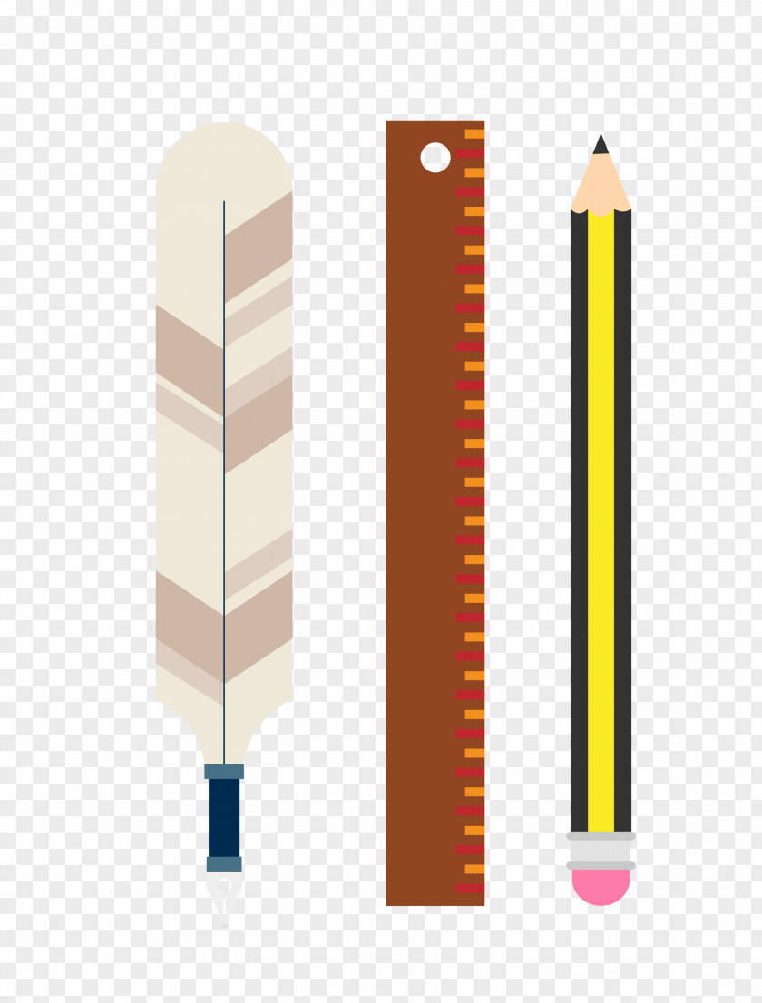 Vector Multicolor Stationery Three Sets Of Pencils Pen Ruler PNG
