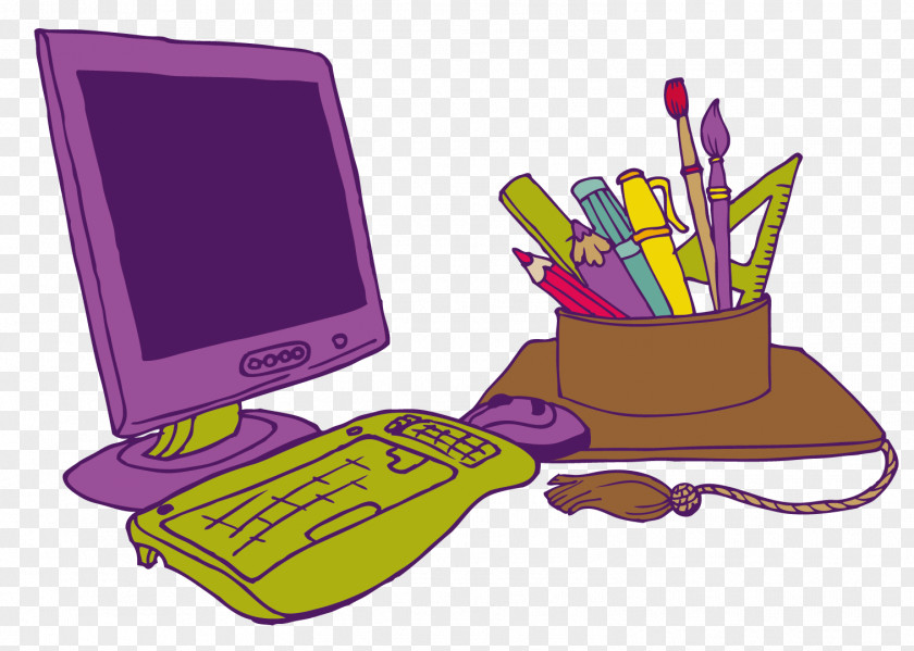 Vector Painted Purple Desktop Computers And Learning Tools Download Computer PNG