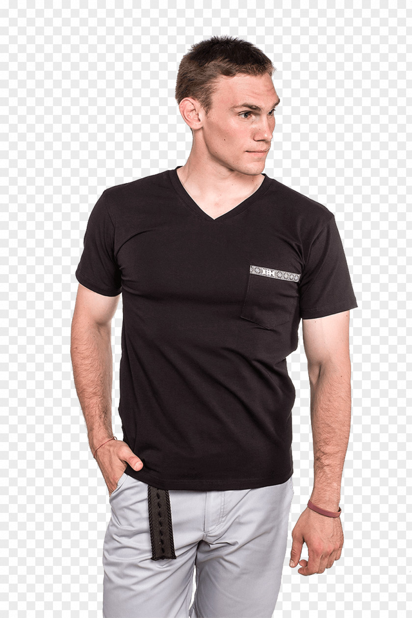 Black Tshirt T-shirt Clothing Sleeve Crew Neck Jeans PNG