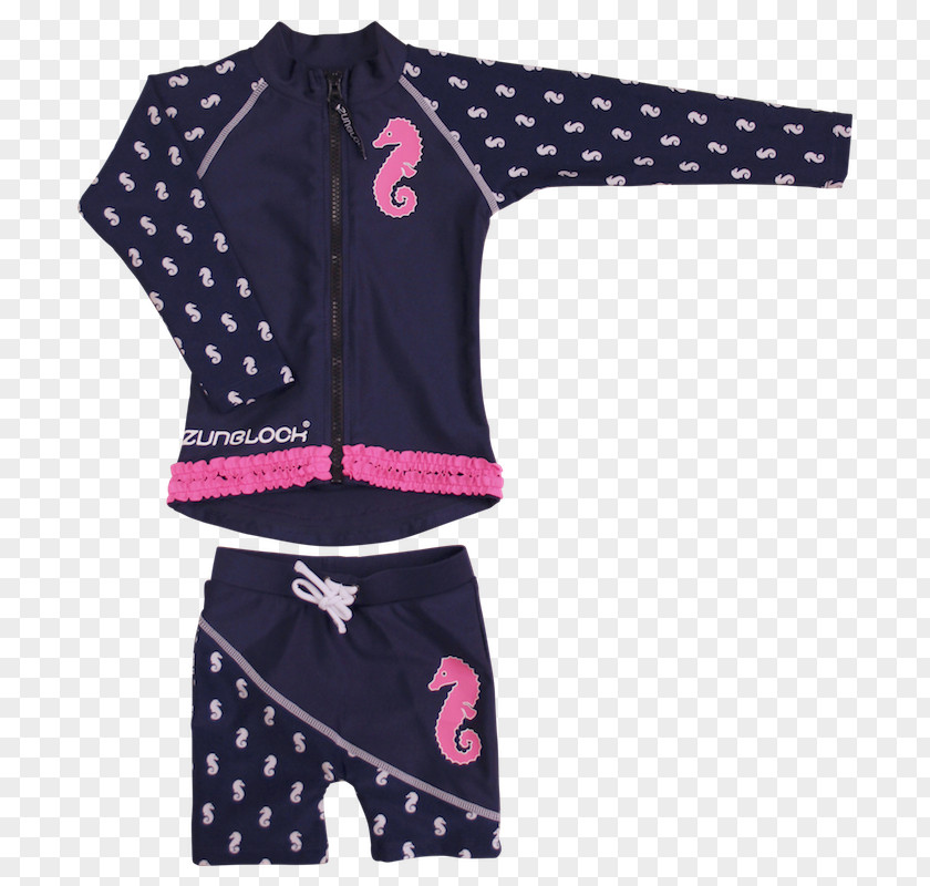 Seahorse Pink One-piece Swimsuit Blue Sleeve Pants PNG