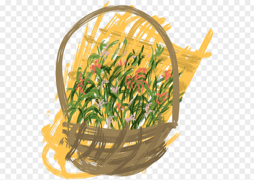 Flowers Basket Clip Art PNG