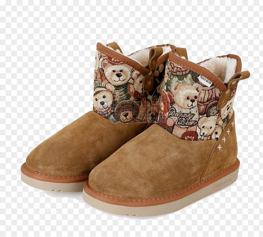 Printed Brown Snow Boots Boot PNG