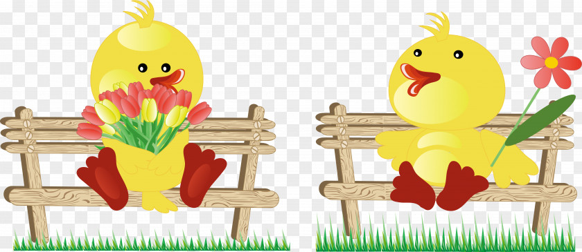 Vector Benches And Chick Duck Download Clip Art PNG