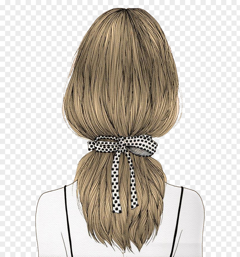 Back Hand-painted Hair Fashion Illustration Drawing Idea Art PNG
