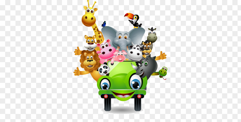 Cartoon Car With All Kinds Of Animals PNG car with all kinds of animals clipart PNG