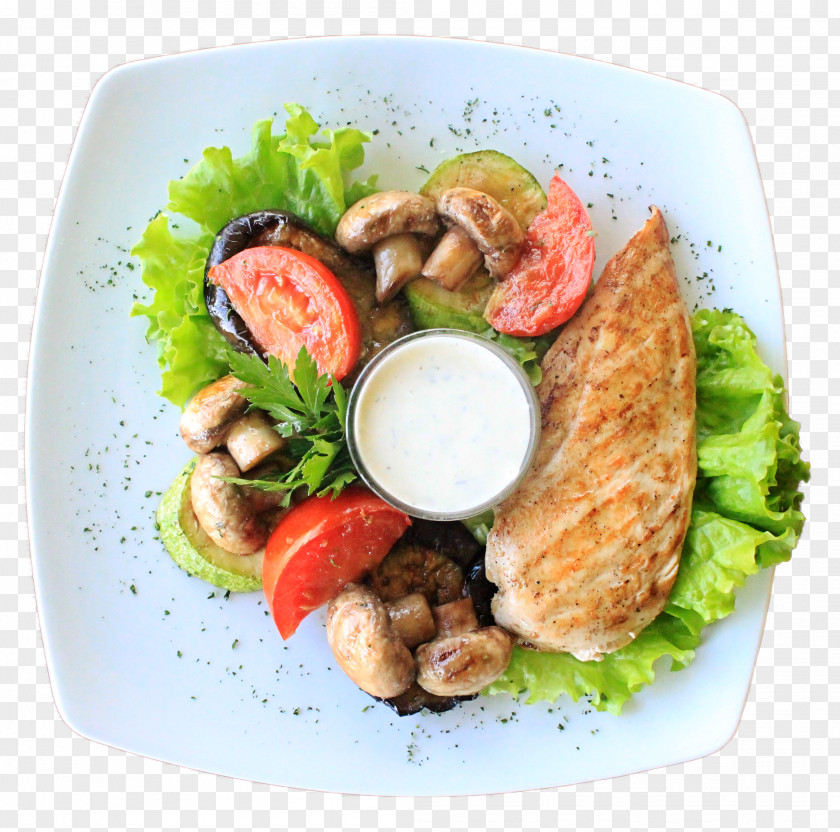 Salad Chicken Fingers Barbecue Focaccia PNG