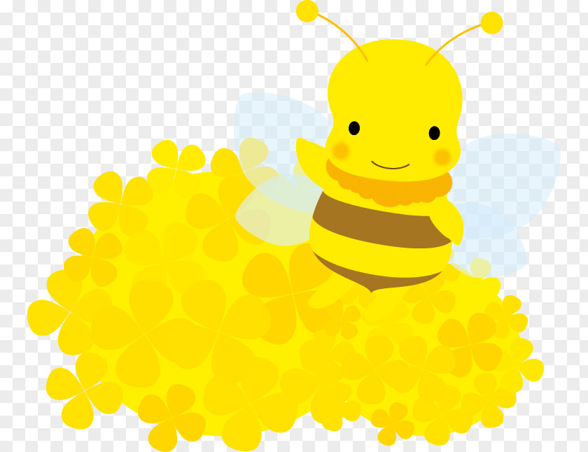 Illustration Of A Bee Sitting On The Right Flow PNG