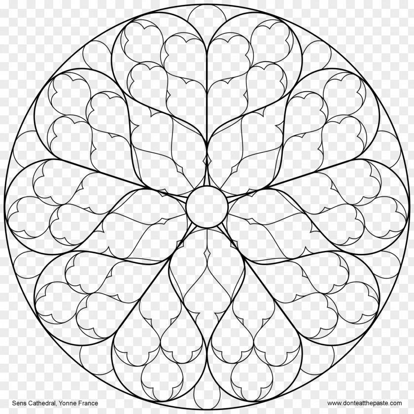 Lg Rose Window Stained Glass Notre-Dame De Paris Coloring Book PNG