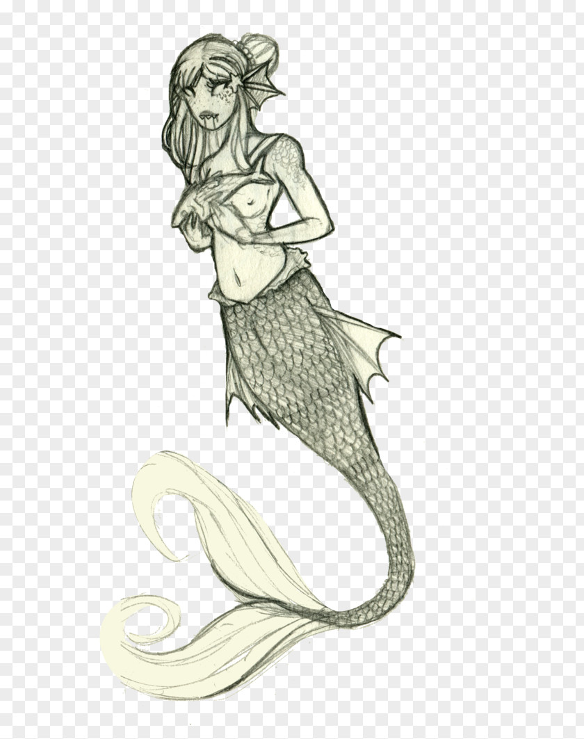 Mermaid Sketch Illustration Figure Drawing PNG