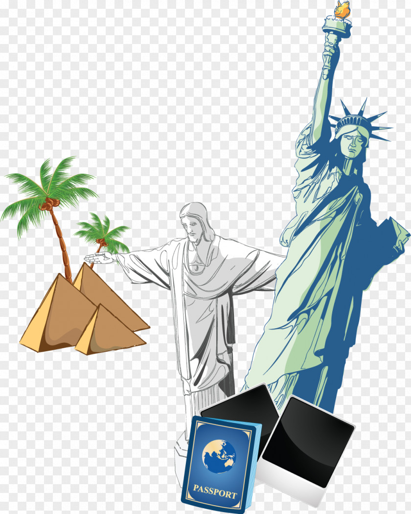 Our Lady Of The United States Travel Poster Coconut Tree Vector Material Euclidean Illustration PNG