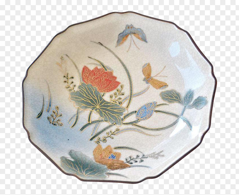 Plate Porcelain Japan Kutani Ware Antique PNG