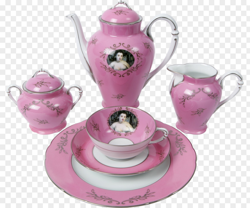 Tea Set Coffee Cup Porcelain Teapot PNG