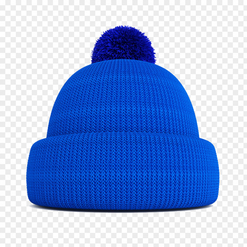 Blue Knitted Wool Hat Beanie PNG