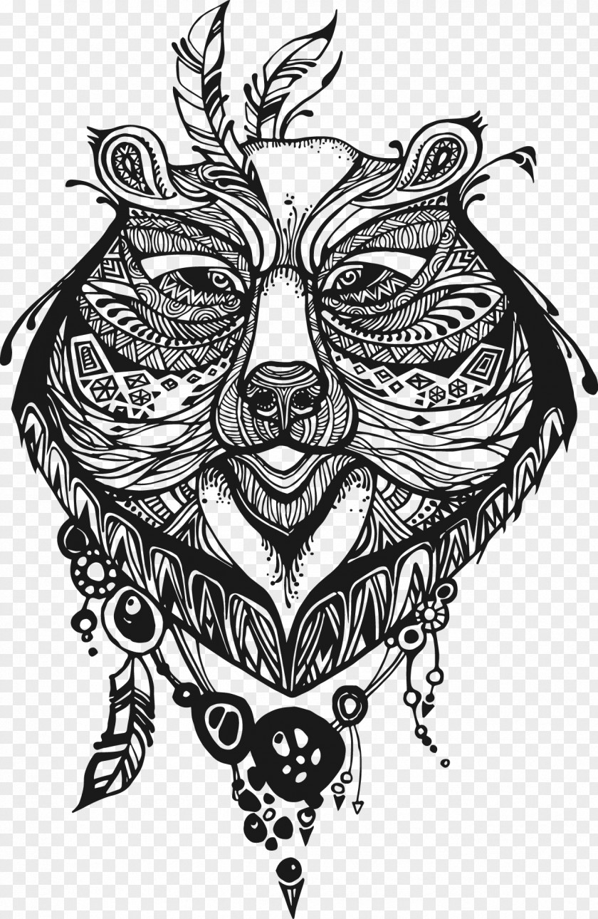 Decorative Totem Wild Boar Bear Drawing Illustration PNG