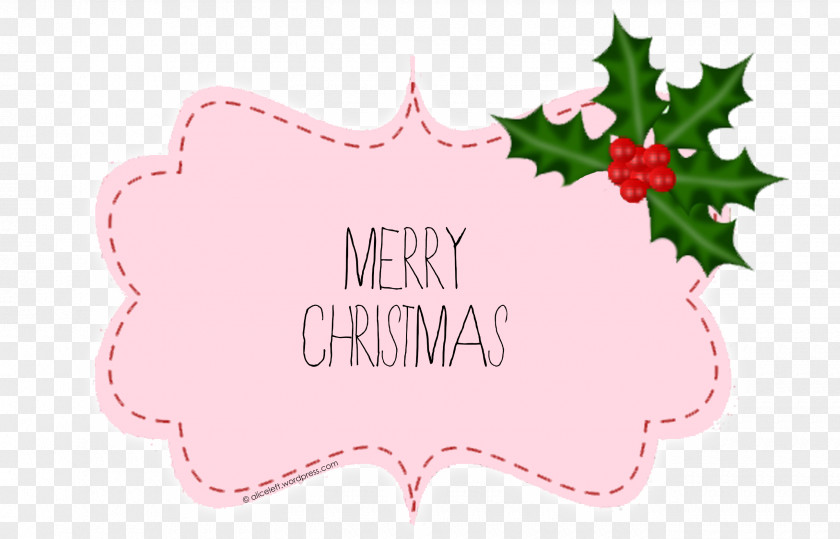 Merry Christmas Ornament Leaf Pink M Font PNG