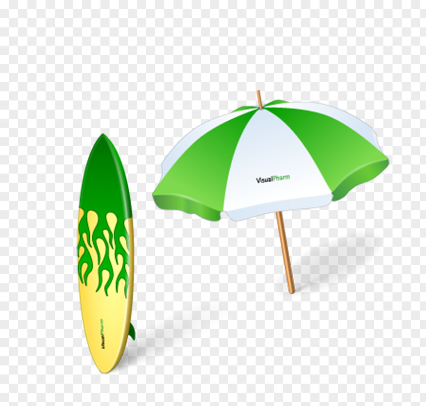 Cartoon Umbrellas And Surfboards Beach Icon PNG