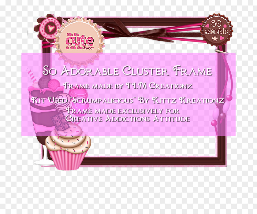 Cupcake Frame Magenta Cake Decorating Purple Pink M Font PNG