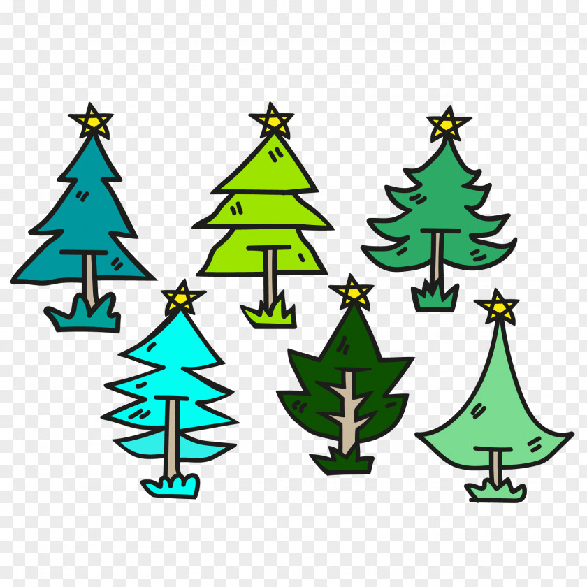 Vector Christmas Tree In Fig. Pine Clip Art PNG