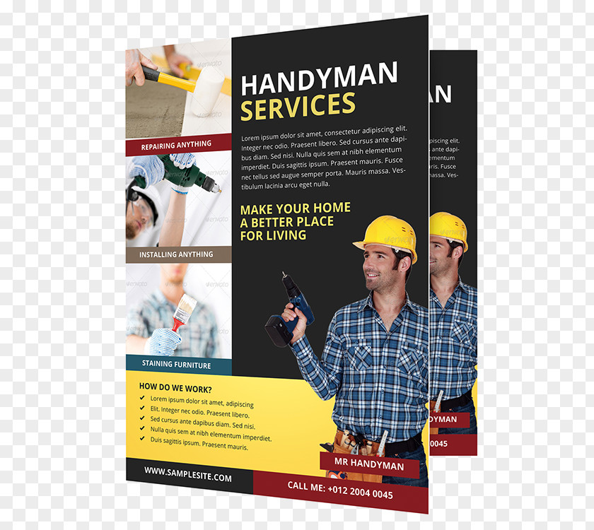 Marketing Flyer Handyman Plumbing Advertising Template PNG