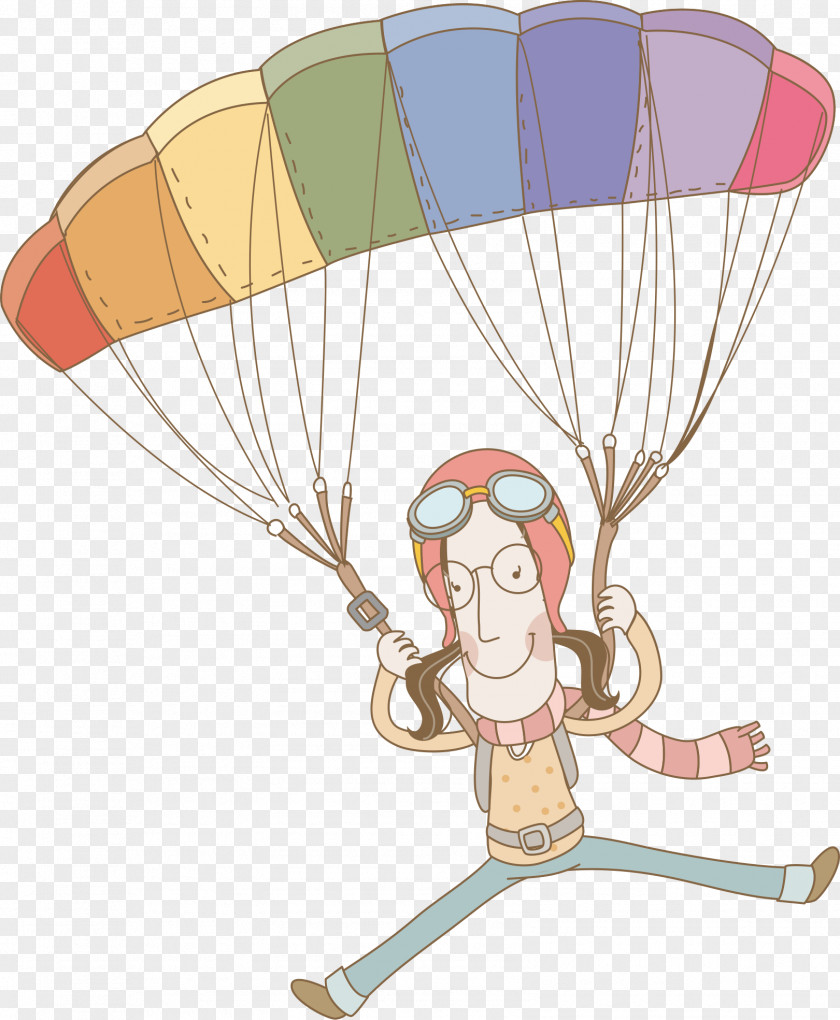 People On The Parachute Cartoon PNG