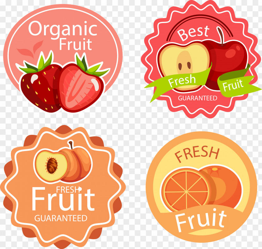 Vector Hand Painted Fruit Label Sticker Strawberry PNG