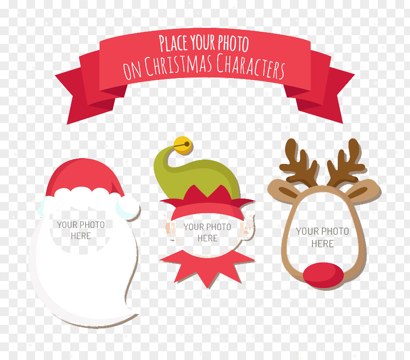 3 Christmas Cartoon Characters Vector Frame PNG