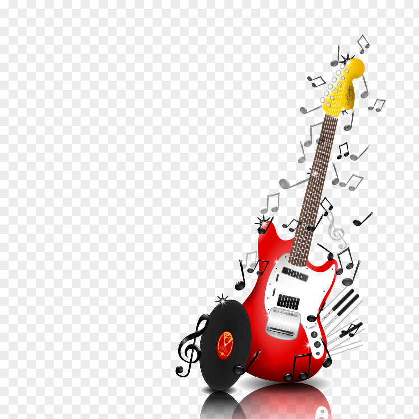 Bass Guitar Musical Note Instrument Piano PNG guitar note instrument Piano, music, white and red electric art clipart PNG