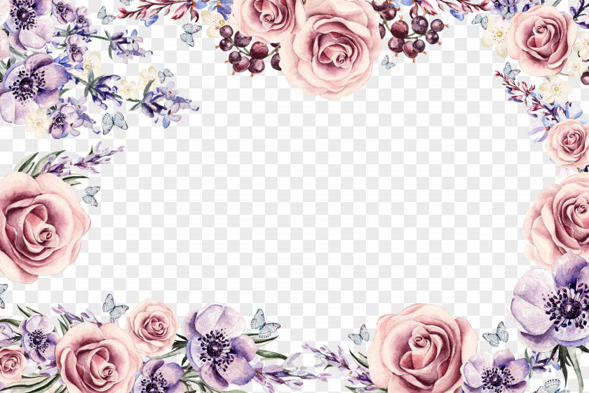 Colorful Floral Border Flower Picture Frame Download PNG