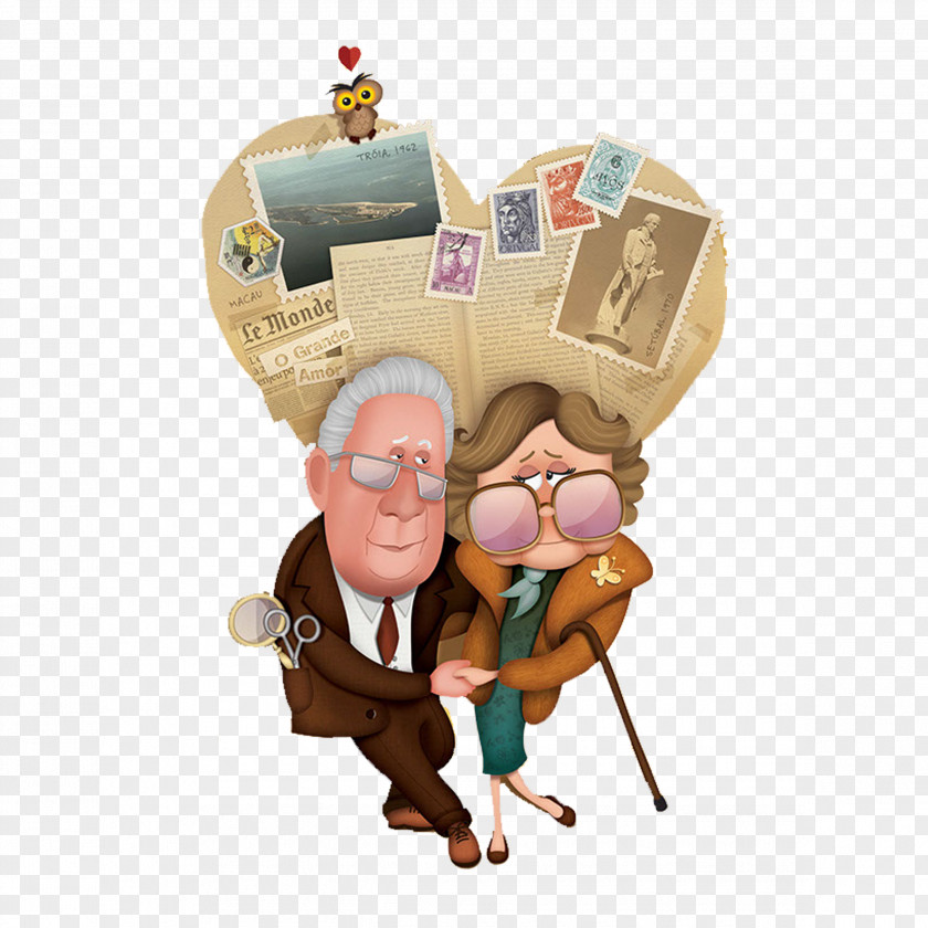 Elderly Couple Love Significant Other Illustration PNG