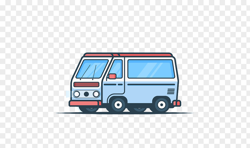 Retro Manned Bus Car Van Automotive Design Blue PNG